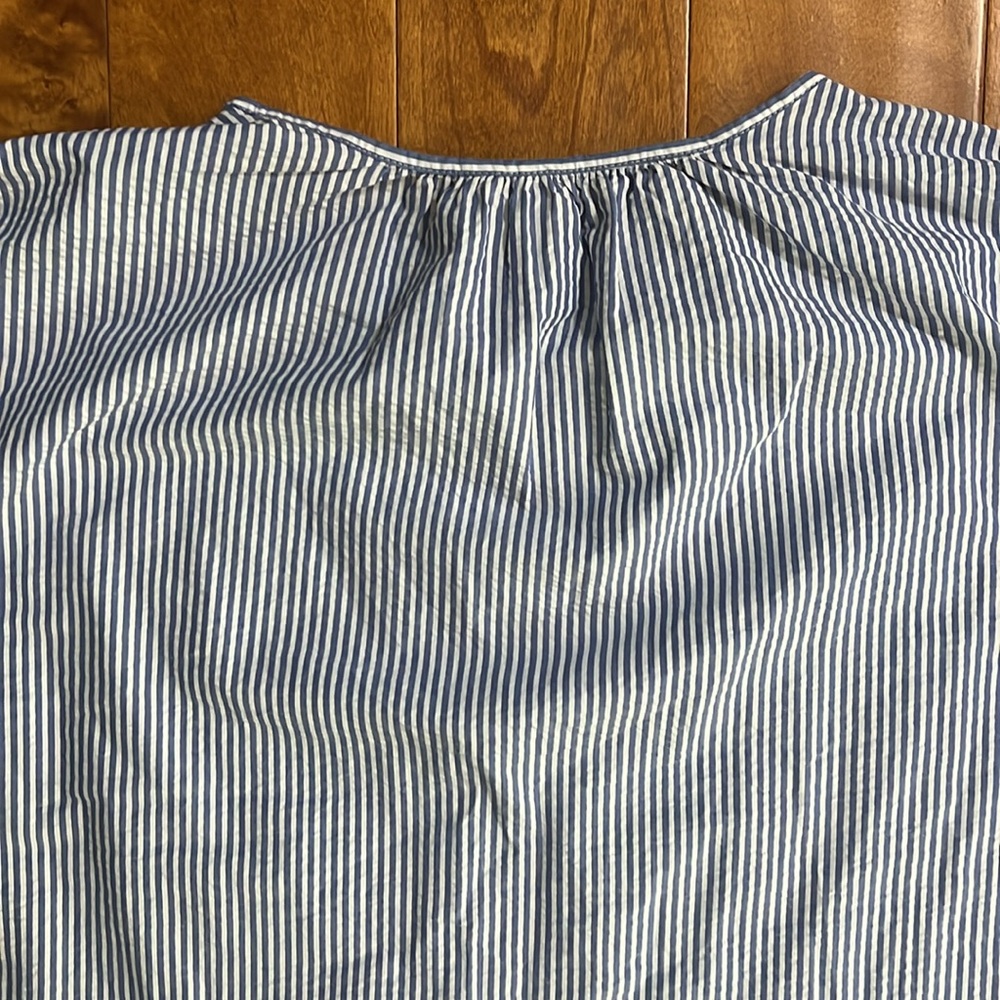 H&M Stripped Dress Size XL Blue Peplum Nautical Coastal Resort Travel Beach - Picture 9 of 12